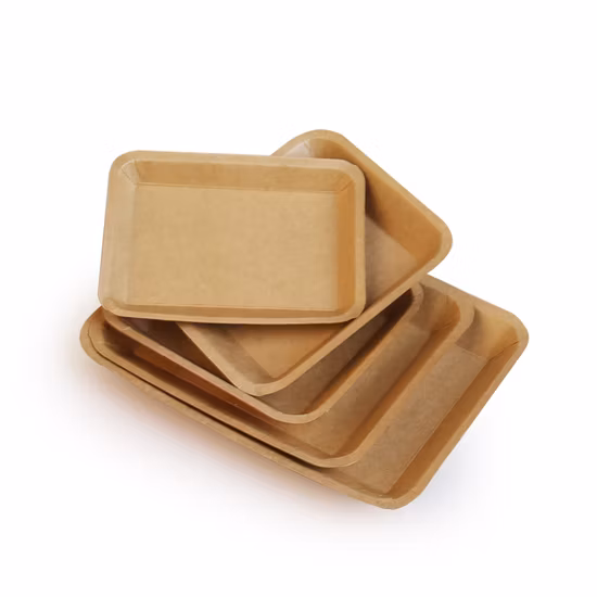 New Design Style Food Grade Fresh Fruit Protection Environmental Coated Natural Kraft Paper Tray