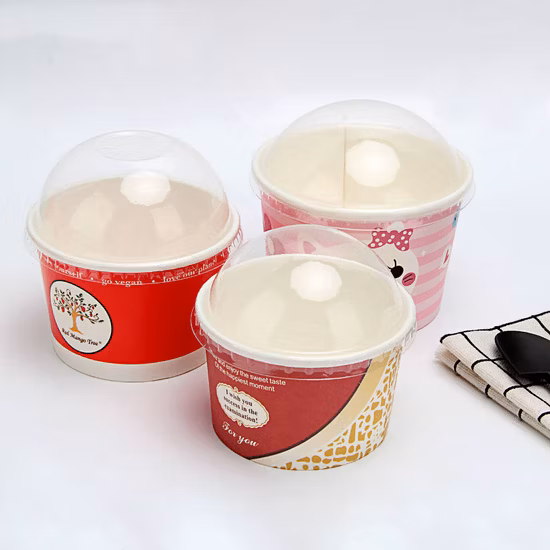 4 onças 8 onças 12 onças 16 onças descartáveis copo de papel de iogurte para sorvete com tampas