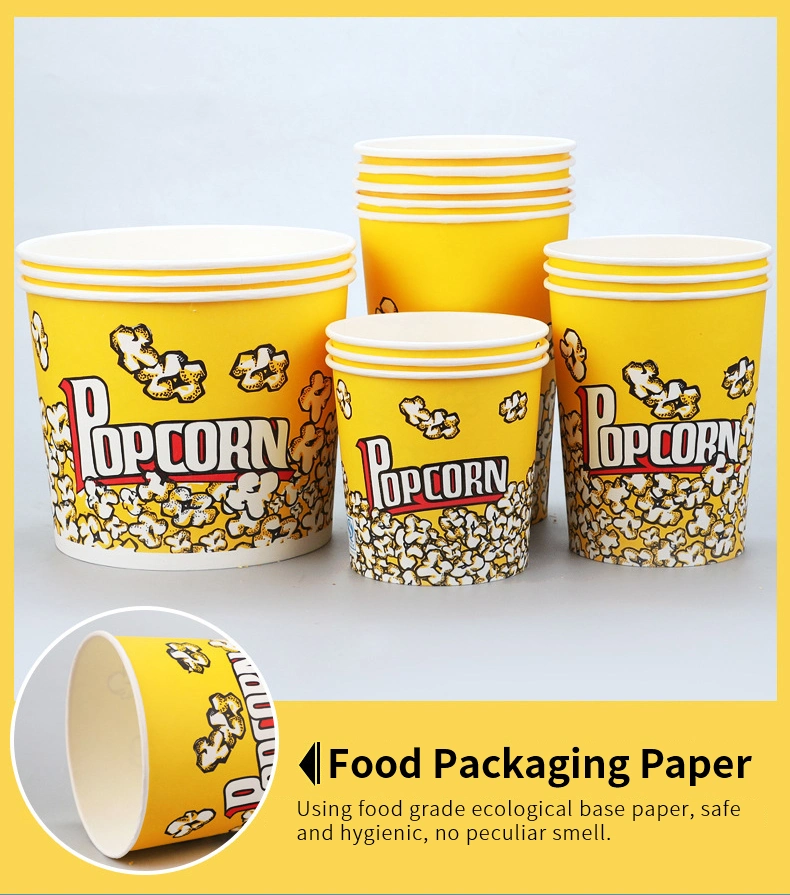 Custom 32oz 46oz 64oz 85oz 130oz Popcorn Paper Cup Bucket