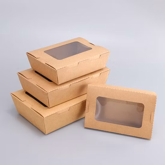 Tigela de papel para comida quente Salada Sopa Deli Fruit com tampa Resistência a gordura