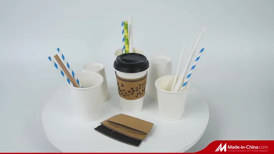 PLA biodegradável 8 oz/12 oz/16 oz/20 oz/24 oz copos de papel descartáveis ​​personalizados para bebida quente café quente bebida quente com tampa