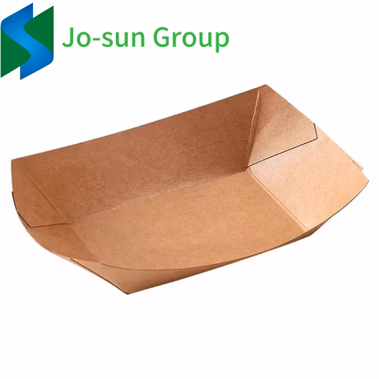 Bandeja biodegradável para barco papel kraft à prova de gordura Bandeja para lanches rápidos